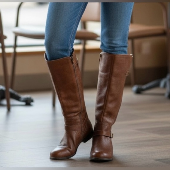 Naturalizer Chestnut Brown Leather Riding Boots 7 Classiccore Americana - Picture 10 of 11